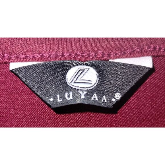 LUYAA Red-Wine Long Puff Sleeve Top w\Button Cuffs (Sz Lg) - Picture 8 of 9